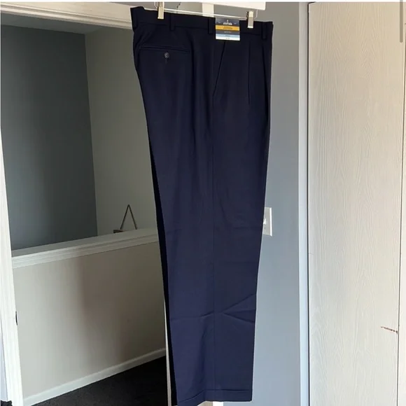 Men's Big & Tall Dress Slacks Navy Blue 44 x 34 - Picture 8 of 8